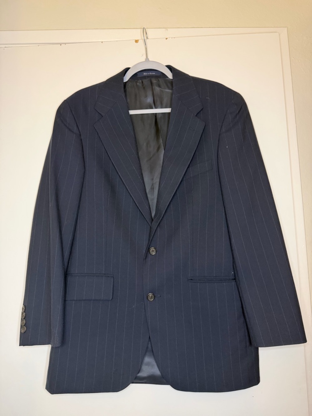 Ralph Lauren Chaps vintage Dark Navy Pinstripe Blazer Sport Coat size 38R